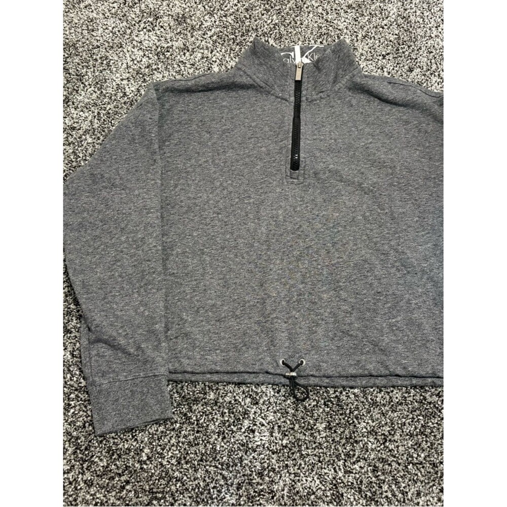 Calvin Klein women’s Charcoal Zip Mock Neck Sweatshirt crop size medium